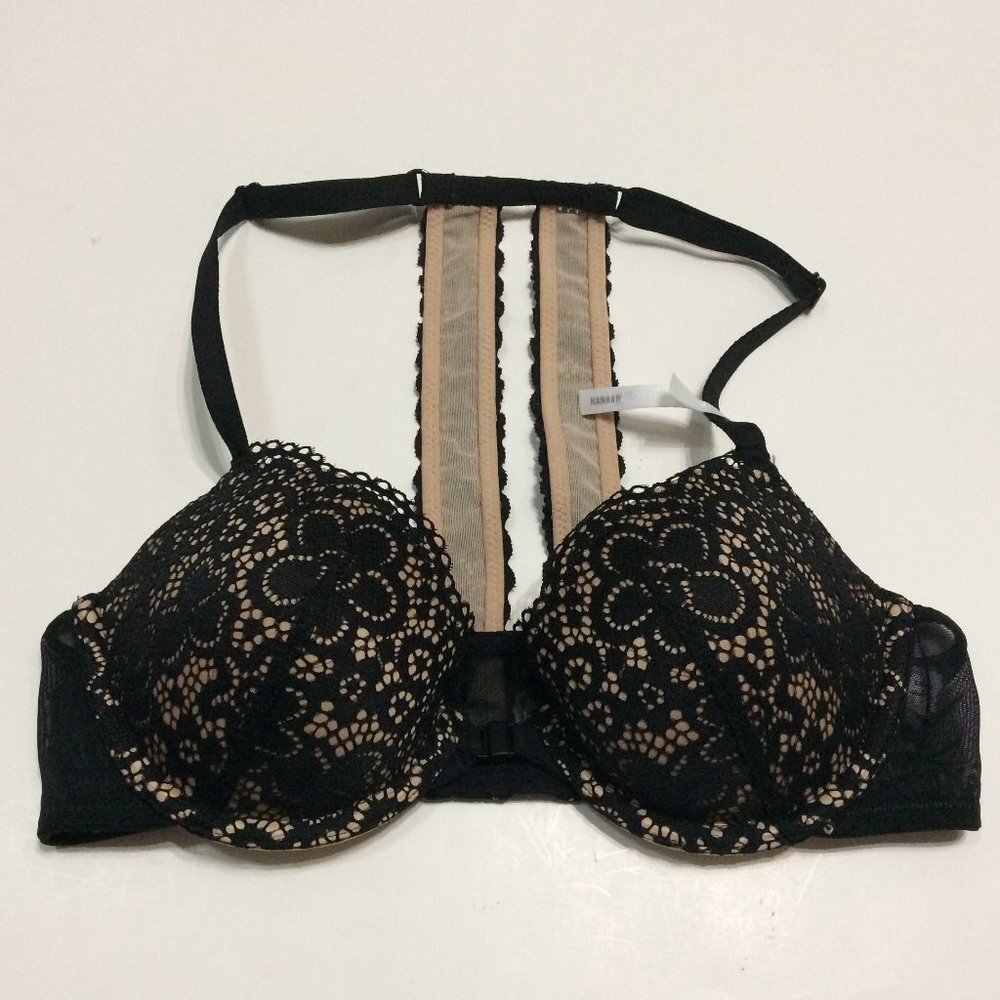 Aerie Hannah Demi Black Lace Overlay Bra - 32B